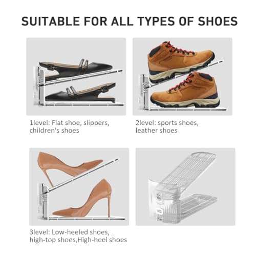 36-Pack Clear Shoe Slot Organizer - Space Saving Shoe Stacker for Closet Storage
