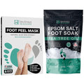 Foot Peel Mask and Tea Tree Foot Soak Kit for Cracked Heels & Odor Relief