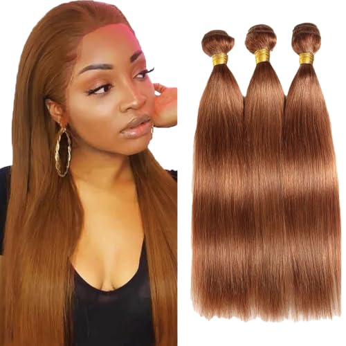 Human Hair Extensions 300g 26 28 30 Inch Light Brown Straight Bundles - Variation of 26 28 30 Inch / #30 Dark Brown S