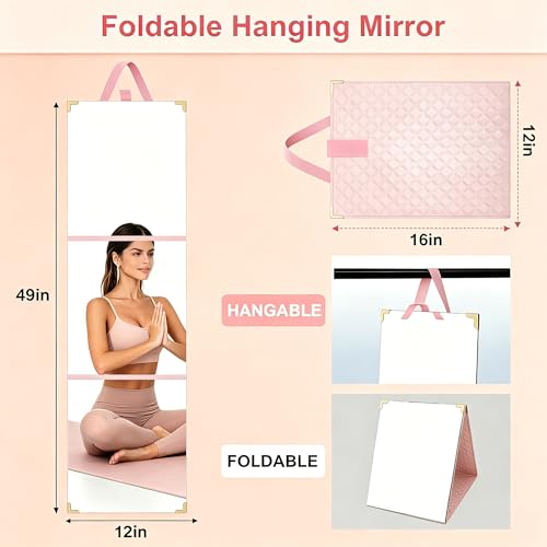 SAFEE MRROR 48in x 12in Foldable Travel Full Body Mirror Shatterproof Hanging