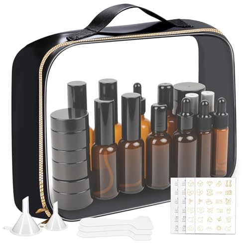 29-Pack TSA Approved Glass Travel Containers Set - Leak-Proof Skincare & Toiletry Bottles