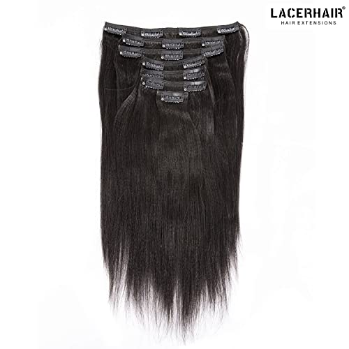 Yaki Straight Clip-In Hair Extensions 16 Inch Natural Black #1B - Pack of 1