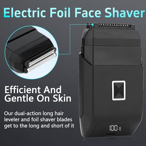 Soonsell 4-in-1 Men's Grooming Kit, Waterproof Beard Trimmer, Nose & Body Hair Removal