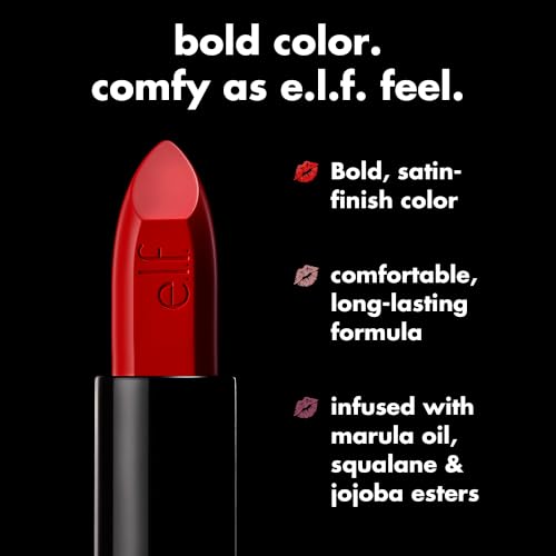 e.l.f. Satin Lipstick - Richly Pigmented, Nourishing, Long-Lasting Lip Color
