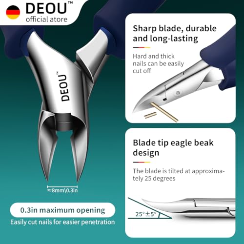 Dark Blue Stainless Steel Podiatrist Nail Clippers Heavy Duty Manicure Pliers for Thick Nails