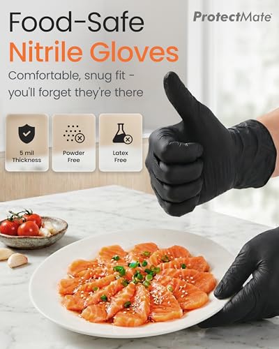 X-Large Black Nitrile Disposable Food Prep Gloves 5 Mil Case of 1000