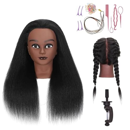 100% Real Hair Mannequin Head for Cosmetology Hair Styling Practice - 16 Inch