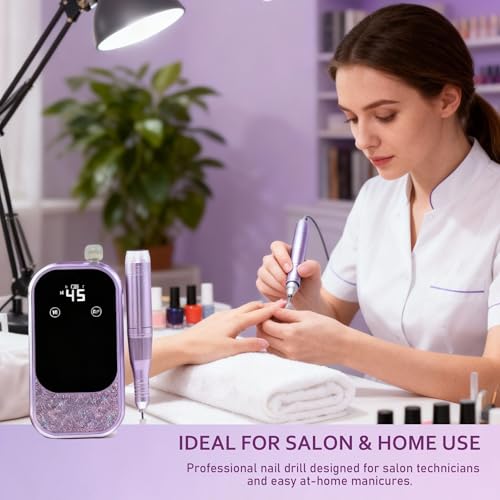 Pink Cordless Electric Nail Drill Machine Kit - 45,000 RPM Manicure & Gel Removal