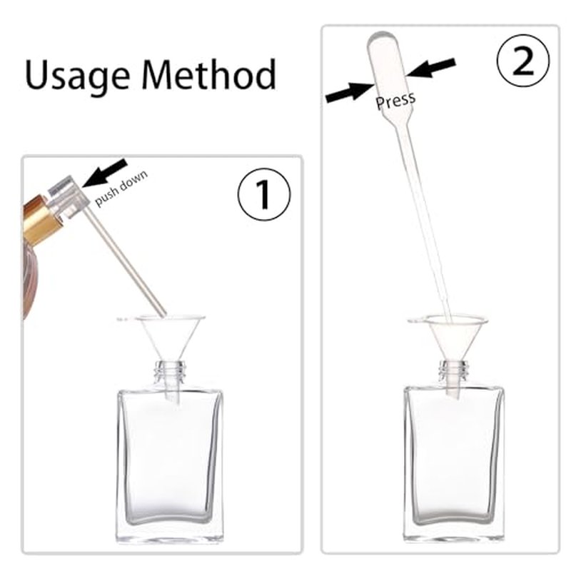 Empty Glass Perfume Bottle, Mini Portable Square 30ml Transparent Refillable Liquid Perfume Bottle for Eau De Toilette, Glass Perfume Bottles for Women- 8 Pack (Clear)