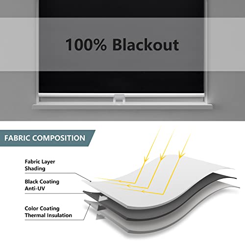 Blackout Cordless Roller Shade for Indoor Windows - 59W x 72H - Black