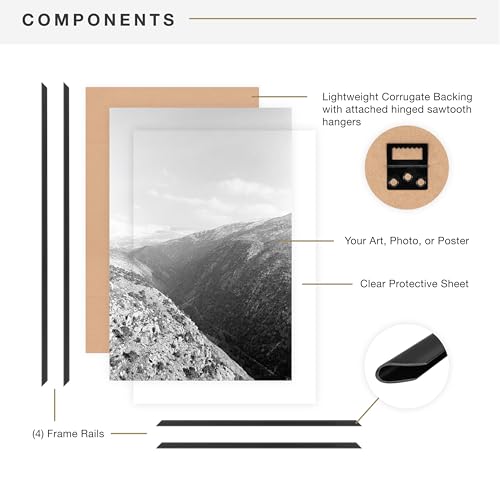 24x36 Inch Poster Frame Set - Black Gallery Wall Frames, 6-Pack