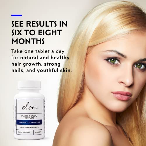 Multivitamin for Hair, Skin & Nails - 60 Count Elon Matrix 5000 Pack of 2