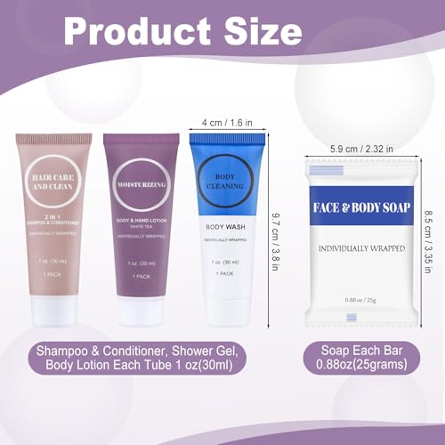 Travel Size Toiletries Set Bulk 80 Pack - 1 Fl Oz Individually Wrapped