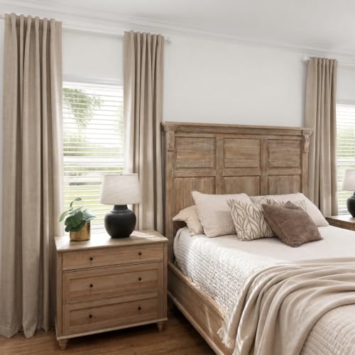 Blackout Linen Textured Curtains for Bedroom 50W x 120L - Oatmeal, Pack of 2