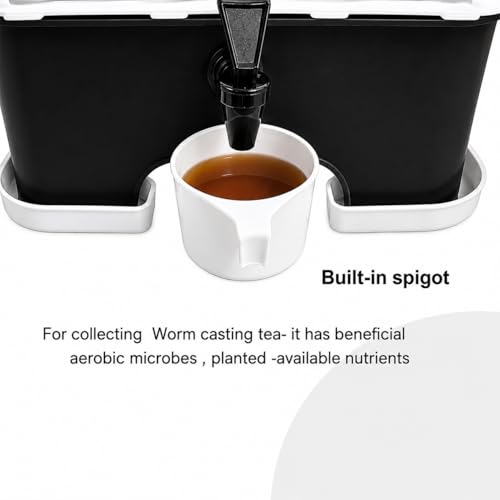VermiHut Plus 5-Tray Worm Composter - Black, Indoor & Outdoor Vermicomposting Bin