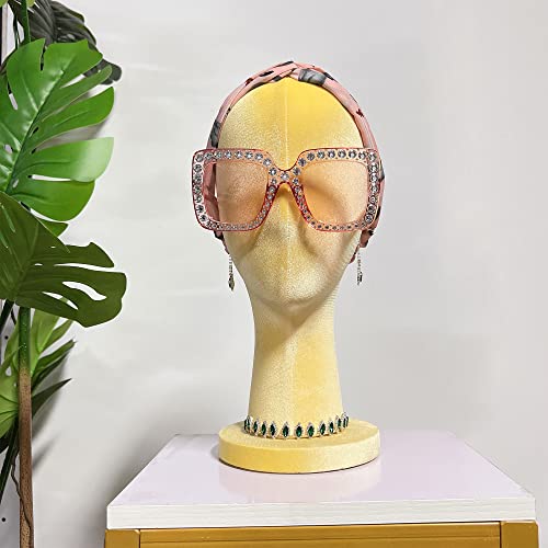 Yellow Velvet Mannequin Head for Wig & Hat Display - 13.8"