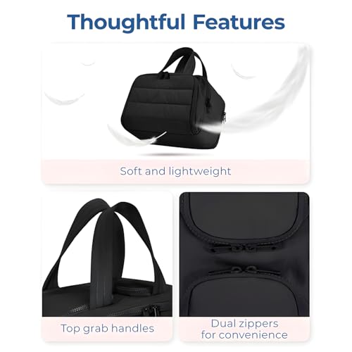 Large Waterproof Cosmetic Travel Bag with Wet Dry Compartments - Black