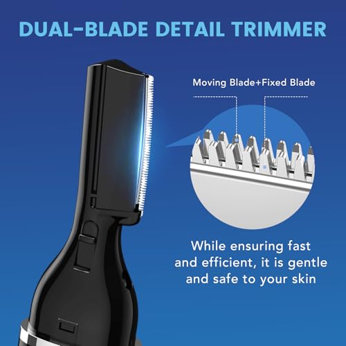Eyebrow Trimmer Electric Eyebrow Razor with Digital Display LED Light, 2-Speed Eyebrow Shaver Rechargeable Face Trimmer for Men, Painless Facial Hair Remover for Upper Lip Peach Fuzz Mustache Arm Leg