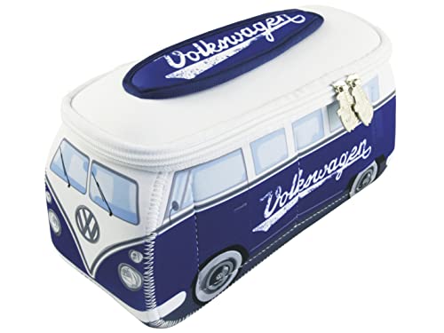 BRISA VW T1 Bus Camper Small Toiletry Cosmetic Bag - Dark Blue, 9.1 x 4.3 x 3.1 Inches