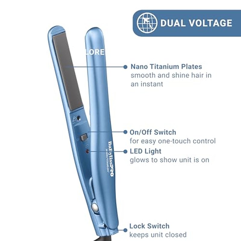BaBylissPRO 3/4" Ultra-Sleek Mini Straightener, Flat Iron
