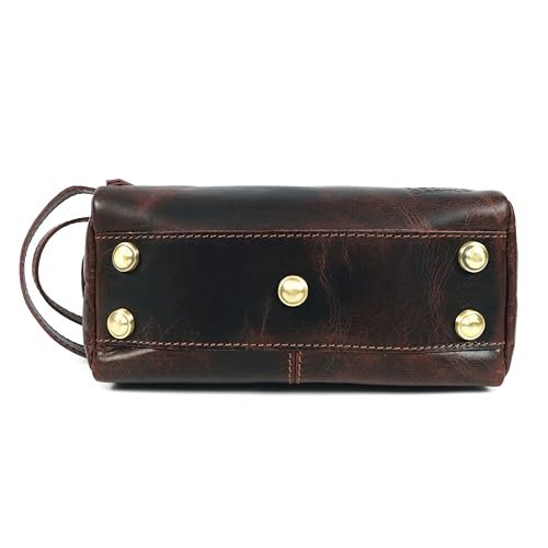 Toiletry Bag | Leather Dopp Kit for Men & Women ? Water-Resistant, Durable & Stylish ? Travel Organizer with Multiple Compartments | Grooming Essentials, Shaving & Makeup Pouch (Brown)