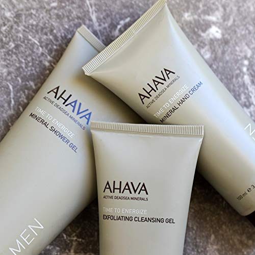 AHAVA Men's Mineral Shower Gel - Energizing, Soothing Skin Cleanser with Aloe Vera & Zinc - 6.8 Fl Oz