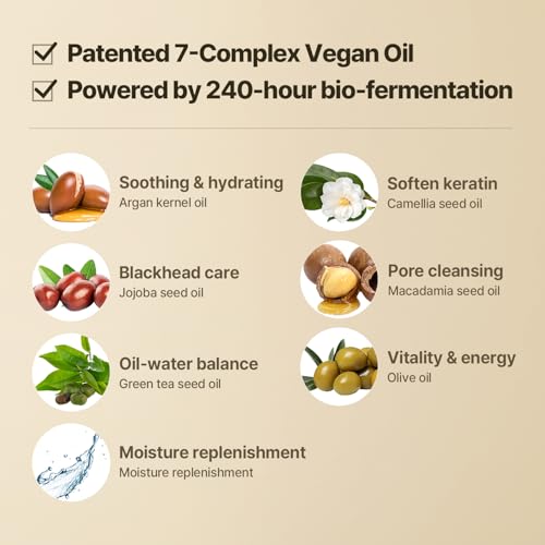 COSNORI 7-Complex Micro Active Cleansing Oil ? Korean Vegan Facial Cleansing Oil, Fresh and Light Finish ? Gentle Makeup Remover for Face, Hypoallergic, Fermented 7-Oil Complexes, 6.7 fl.oz.