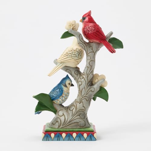 Patriotic Birds in a Tree Figurine - 7.87 Inch Handcrafted Decor