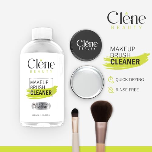 Makeup Brush Cleaner - Makeup Brush Cleaner Solution - Rinse Free - Quick Drying Make up Brush Cleaner - Removes Oily Foundation - Deep Cleaning for Makeup Brushes (8 oz Kit)