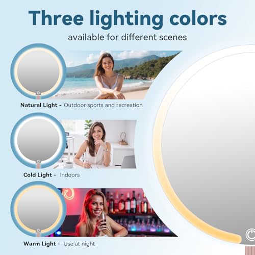 Makeup Mirror with Lights, 4K Ultra-Clear Reflection, Long-Press Adjustable Brightness, 3 Glow Settings, Flexible Multi-Angle Design ? Perfect for Makeup and Valentines Day Gifts for Her