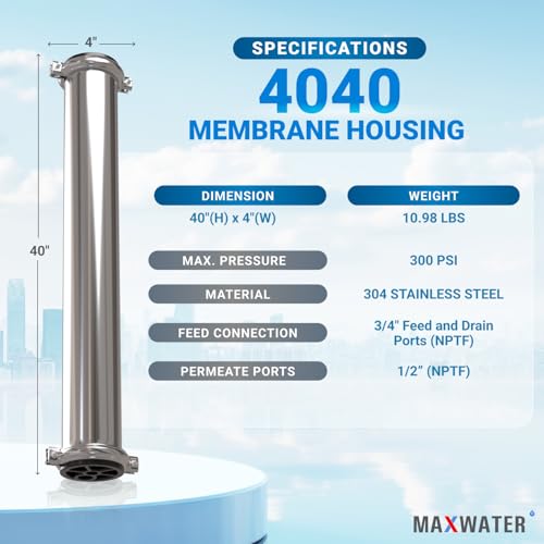 Max Water 4040 Reverse Osmosis Membrane Housing 4x40 Inch Industrial Water Filter