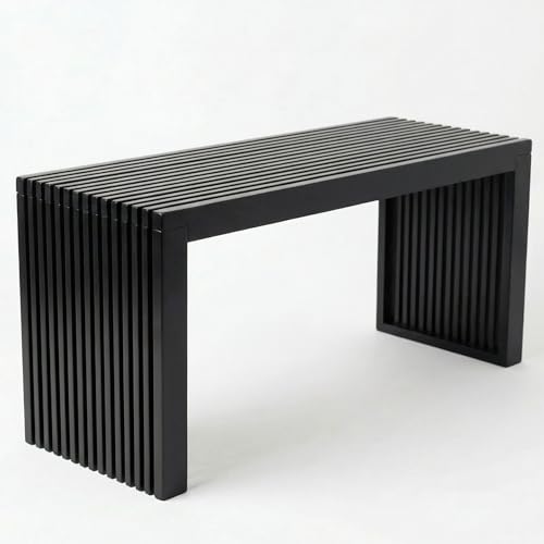 SWEVEN Waterfall Black Bamboo Bench 36in | Narrow Entryway Dining Outdoor