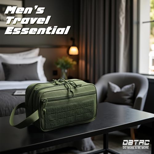 DBTAC Tactical Toiletry Bag for Men | Dry Wet Separate Hygiene Bag Compact Dopp Kit Mens Shaving Kit Travel shower Bag (Green)