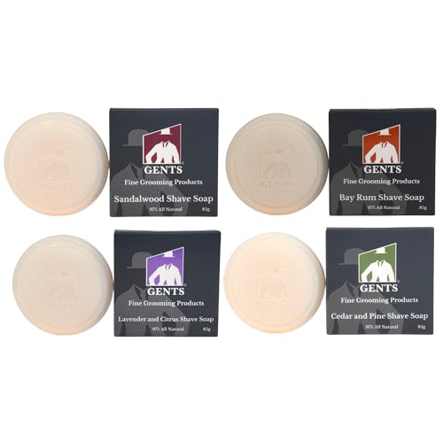 Men's Shaving Soap Pack 4 Scents - Shea Butter & Glycerin, Rich Lather, 3 Oz Each - All Scents