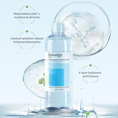 Hydro Moisture Essence Toner 500ml(16.9fl.oz.) ? Deep Nourishing Facial Toner for Dry & Sensitive Skin, Infused with Hyaluronic Acid, Panthenol &Azelaic Acid Toner Korean Skincare