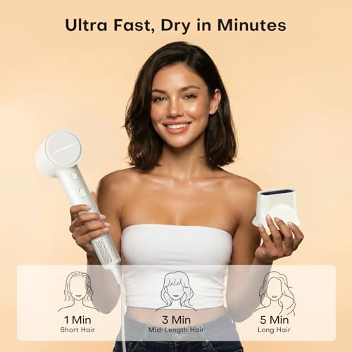 UNIORANGE White High Speed Ionic Hair Dryer - Ultra-Fast, Frizz Control, Lightweight