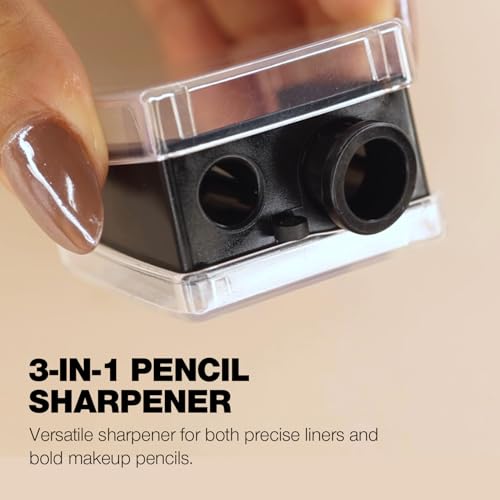 3 Pack Cosmetic Pencil Sharpener with Cover – Stainless Steel Blades for Lip, Eyeliner & Brow Pencils