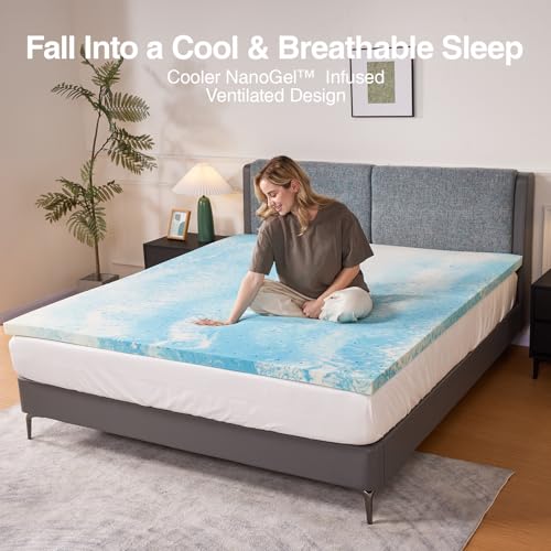 Blue King 3 Inch Cooling Memory Foam Mattress Topper - Pressure Relief