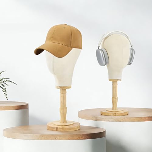 Beauty Star 19.69-Inch Tall Wig Stand with Detachable Wooden Base for Wigs & Hair Styling
