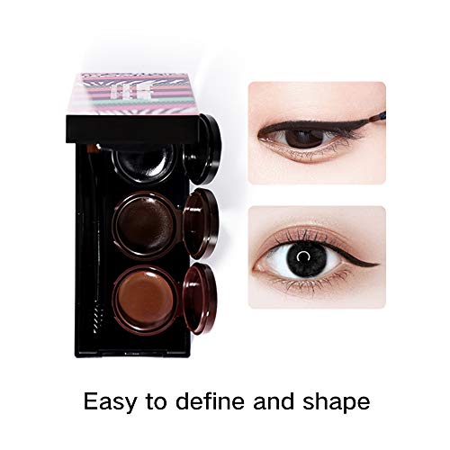 Music Flower 3 in 1 Eyebrow Gel and Eyeliner Waterproof Smudge-proof Long Wear Black+Brown with Brush