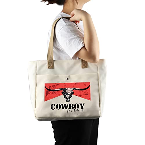 BLUPARK Cowboy Killer Cosmetic Bag Western Cowgirl Gift Women Wild Vintage Western Rodeo Zipper Pouch Bull Skull Graphic Bag (Cowboy Killer TO)