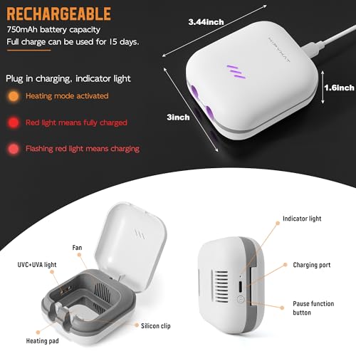 Toothbrush Sanitizer Case with UV-C Lights & Fan Drying - White 2 - Portable & Rechargeable