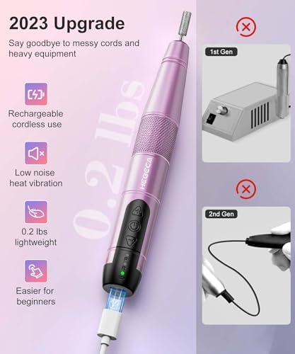 Cordless Electric Nail Drill Set with 12 Drill Bits & Buffers - Purple