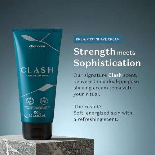 O Botic?rio Clash Pre & Post-Shave Cream, Elevated Dual Purpose Care for Smooth, Fresh Fragranced Skin, 5.29 Ounce (150g)