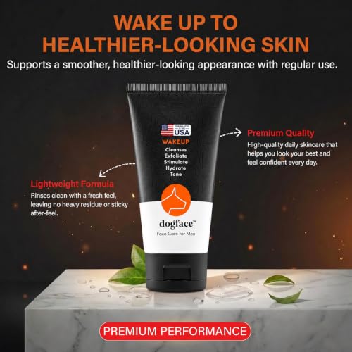 Dogface 5-in-1 Men’s Face Wash & Exfoliating Gel, Hydrating Skin Care 5.3 oz