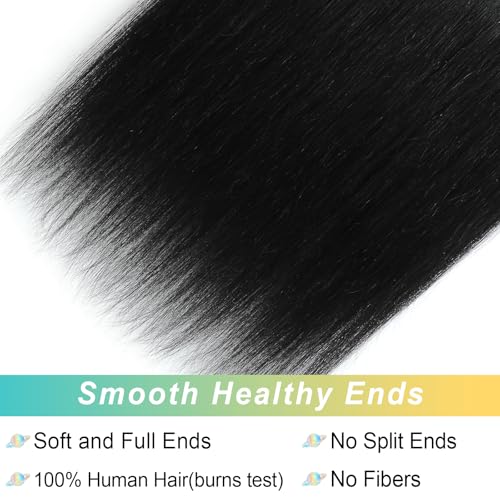 AnJudyReid Natural Black 18 Inch Brazilian Virgin Straight Human Hair Bundles