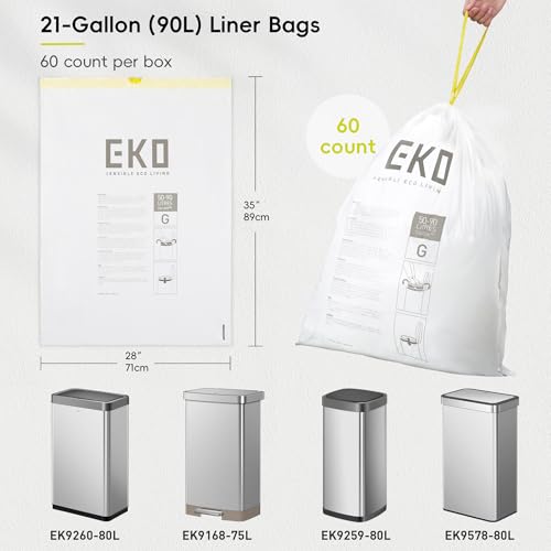 EKO 21 Gallon Drawstring Trash Bags Pack of 4 - Lavender Scented Heavy-Duty Garbage Bags