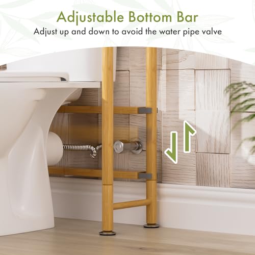 AmazerBath Bamboo Over Toilet Storage Shelf 2-Tier Natural Color - Space Saving Bathroom Organizer
