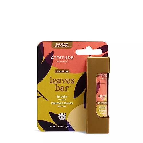 BIO SPECTRA Attitude Mango SPF 15 Lip Balm - Plastic-Free, Vegan, Reef-Safe (3 x 0.3 oz)