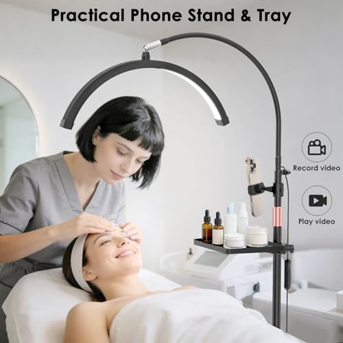 Black Half Moon Lash Light with Magnifier & Tool Tray for Eyelash Extensions
